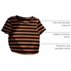 image:imageRoseSeek Womens Striped Colorblock T Shirt Short Sleeve Crew Neck Ribbed Knit Crop TopsBlack Orange