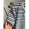image:imageRoseSeek Womens Striped Colorblock T Shirt Short Sleeve Crew Neck Ribbed Knit Crop TopsWhite Blue
