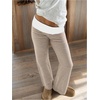 image:imageRoseSeek Womens Striped Foldover Pants Ribbed Knit Wide Leg Pants Elastic High Waisted Casual Lounge TrousersBrown and White