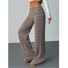 image:imageRoseSeek Womens Striped Foldover Pants Ribbed Knit Wide Leg Pants Elastic High Waisted Casual Lounge TrousersCoffee Brown