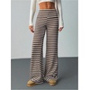 image:imageRoseSeek Womens Striped Foldover Pants Ribbed Knit Wide Leg Pants Elastic High Waisted Casual Lounge TrousersCoffee Brown
