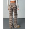 image:imageRoseSeek Womens Striped Foldover Pants Ribbed Knit Wide Leg Pants Elastic High Waisted Casual Lounge TrousersCoffee Brown