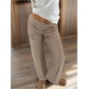 image:imageRoseSeek Womens Striped Foldover Pants Ribbed Knit Wide Leg Pants Elastic High Waisted Casual Lounge TrousersStriped Brown