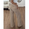 image:imageRoseSeek Womens Striped Foldover Pants Ribbed Knit Wide Leg Pants Elastic High Waisted Casual Lounge TrousersStriped Brown