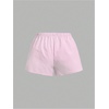 image:imageRoseSeek Womens Striped Shorts Print Drawstring Elastic Waist Shorts Casual Wide Leg Low Rise Summer Boxer ShortsLight Pink
