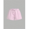 image:imageRoseSeek Womens Striped Shorts Print Drawstring Elastic Waist Shorts Casual Wide Leg Low Rise Summer Boxer ShortsLight Pink