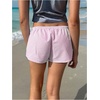 image:imageRoseSeek Womens Striped Shorts Print Drawstring Elastic Waist Shorts Casual Wide Leg Low Rise Summer Boxer ShortsLight Pink