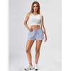 image:imageRoseSeek Womens Striped Shorts Print Drawstring Elastic Waist Shorts Casual Wide Leg Low Rise Summer Boxer ShortsStriped White and Blue