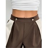 image:imageRoseSeek Womens Striped Side Streetwear Pants Wide Leg Button Front Casual TrousersMulticolor