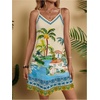 image:imageRoseSeek Womens Summer Boho Floral Tropical Mini Dresses V Neck Spaghetti Strap Flowy Beach Vacation Sundress 2026Apricot