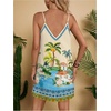 image:imageRoseSeek Womens Summer Boho Floral Tropical Mini Dresses V Neck Spaghetti Strap Flowy Beach Vacation Sundress 2026Apricot