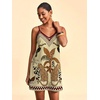 image:imageRoseSeek Womens Summer Boho Floral Tropical Mini Dresses V Neck Spaghetti Strap Flowy Beach Vacation Sundress 2026Cheetah Beige