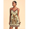 image:imageRoseSeek Womens Summer Boho Floral Tropical Mini Dresses V Neck Spaghetti Strap Flowy Beach Vacation Sundress 2026Cheetah Beige