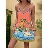 image:imageRoseSeek Womens Summer Boho Floral Tropical Mini Dresses V Neck Spaghetti Strap Flowy Beach Vacation Sundress 2026Orange