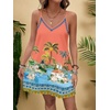 image:imageRoseSeek Womens Summer Boho Floral Tropical Mini Dresses V Neck Spaghetti Strap Flowy Beach Vacation Sundress 2026Orange
