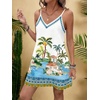 image:imageRoseSeek Womens Summer Boho Floral Tropical Mini Dresses V Neck Spaghetti Strap Flowy Beach Vacation Sundress 2026White Blue