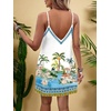 image:imageRoseSeek Womens Summer Boho Floral Tropical Mini Dresses V Neck Spaghetti Strap Flowy Beach Vacation Sundress 2026White Blue