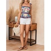 image:imageRoseSeek Womens Summer Floral Going Out Peplum Top Sleeveless Spaghetti Strap Cami TopsBlue