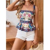 image:imageRoseSeek Womens Summer Floral Going Out Peplum Top Sleeveless Spaghetti Strap Cami TopsBlue