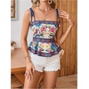 image:imageRoseSeek Womens Summer Floral Going Out Peplum Top Sleeveless Spaghetti Strap Cami TopsBlue
