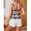 image:imageRoseSeek Womens Summer Floral Going Out Peplum Top Sleeveless Spaghetti Strap Cami TopsBlue
