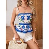 image:imageRoseSeek Womens Summer Floral Going Out Peplum Top Sleeveless Spaghetti Strap Cami TopsBlue Flower