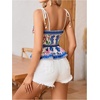 image:imageRoseSeek Womens Summer Floral Going Out Peplum Top Sleeveless Spaghetti Strap Cami TopsBlue Flower