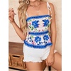 image:imageRoseSeek Womens Summer Floral Going Out Peplum Top Sleeveless Spaghetti Strap Cami TopsBlue Flower