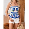 image:imageRoseSeek Womens Summer Floral Going Out Peplum Top Sleeveless Spaghetti Strap Cami TopsBlue Flower