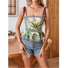 image:imageRoseSeek Womens Summer Floral Going Out Peplum Top Sleeveless Spaghetti Strap Cami TopsDeep Blue