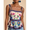 image:imageRoseSeek Womens Summer Floral Going Out Peplum Top Sleeveless Spaghetti Strap Cami TopsMulticolor