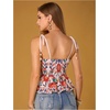 image:imageRoseSeek Womens Summer Floral Going Out Peplum Top Sleeveless Spaghetti Strap Cami TopsMulticolor Orange