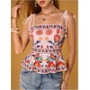 image:imageRoseSeek Womens Summer Floral Going Out Peplum Top Sleeveless Spaghetti Strap Cami TopsMulticolor Orange