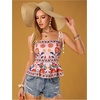 image:imageRoseSeek Womens Summer Floral Going Out Peplum Top Sleeveless Spaghetti Strap Cami TopsMulticolor Orange