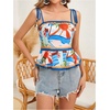image:imageRoseSeek Womens Summer Floral Going Out Peplum Top Sleeveless Spaghetti Strap Cami TopsOrange