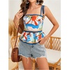image:imageRoseSeek Womens Summer Floral Going Out Peplum Top Sleeveless Spaghetti Strap Cami TopsOrange
