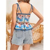 image:imageRoseSeek Womens Summer Floral Going Out Peplum Top Sleeveless Spaghetti Strap Cami TopsOrange