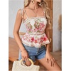 image:imageRoseSeek Womens Summer Floral Going Out Peplum Top Sleeveless Spaghetti Strap Cami TopsPink and White