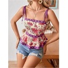 image:imageRoseSeek Womens Summer Floral Going Out Peplum Top Sleeveless Spaghetti Strap Cami TopsRed Violet