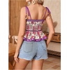 image:imageRoseSeek Womens Summer Floral Going Out Peplum Top Sleeveless Spaghetti Strap Cami TopsRed Violet
