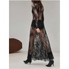 image:imageRoseSeek Womens Summer Goth Floral Lace Sheer Dress Elegant Ruffle Long Sleeve Mock Neck Maxi DressesBlack