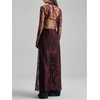 image:imageRoseSeek Womens Summer Goth Floral Lace Sheer Dress Elegant Ruffle Long Sleeve Mock Neck Maxi DressesBurgundy