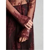 image:imageRoseSeek Womens Summer Goth Floral Lace Sheer Dress Elegant Ruffle Long Sleeve Mock Neck Maxi DressesBurgundy