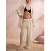 image:imageRoseSeek Womens Swimsuit Cover Up Drawstring Waist Wide Leg Loose Pants Beach Vacation ClothesApricot