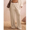image:imageRoseSeek Womens Swimsuit Cover Up Drawstring Waist Wide Leg Loose Pants Beach Vacation ClothesApricot
