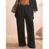 image:imageRoseSeek Womens Swimsuit Cover Up Drawstring Waist Wide Leg Loose Pants Beach Vacation ClothesBlack