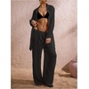 image:imageRoseSeek Womens Swimsuit Cover Up Drawstring Waist Wide Leg Loose Pants Beach Vacation ClothesBlack