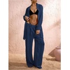 image:imageRoseSeek Womens Swimsuit Cover Up Drawstring Waist Wide Leg Loose Pants Beach Vacation ClothesDeep Blue