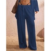 image:imageRoseSeek Womens Swimsuit Cover Up Drawstring Waist Wide Leg Loose Pants Beach Vacation ClothesDeep Blue