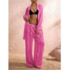 image:imageRoseSeek Womens Swimsuit Cover Up Drawstring Waist Wide Leg Loose Pants Beach Vacation ClothesHot Pink